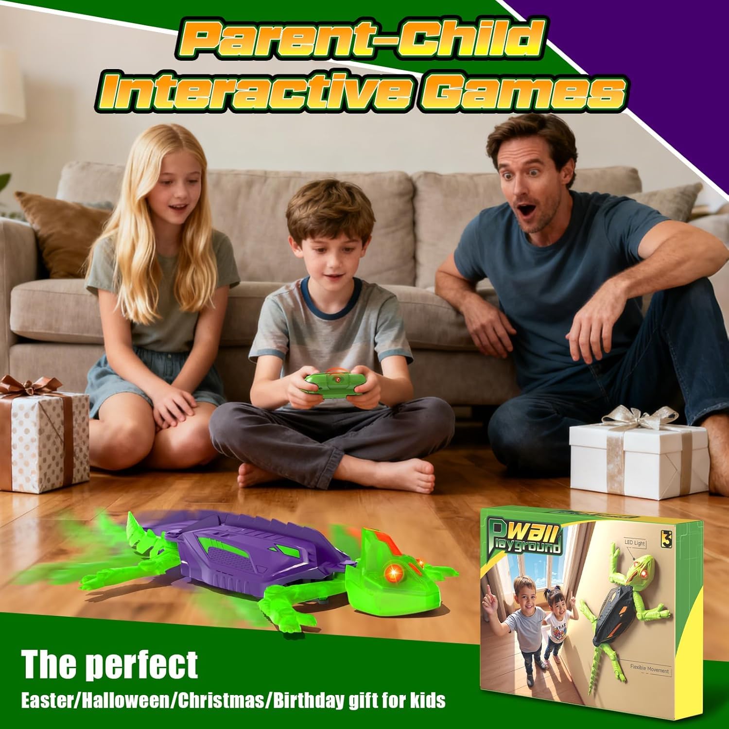 Goody King Lagarto Trepador Paredes - Robot Lagartija Teledirigida Que Trepa Paredes y Techos - Wallcrawler Gecko - Juguete con Movimientos Reales y Giro 360° - Regalo para Niños a Partir de 3 Años