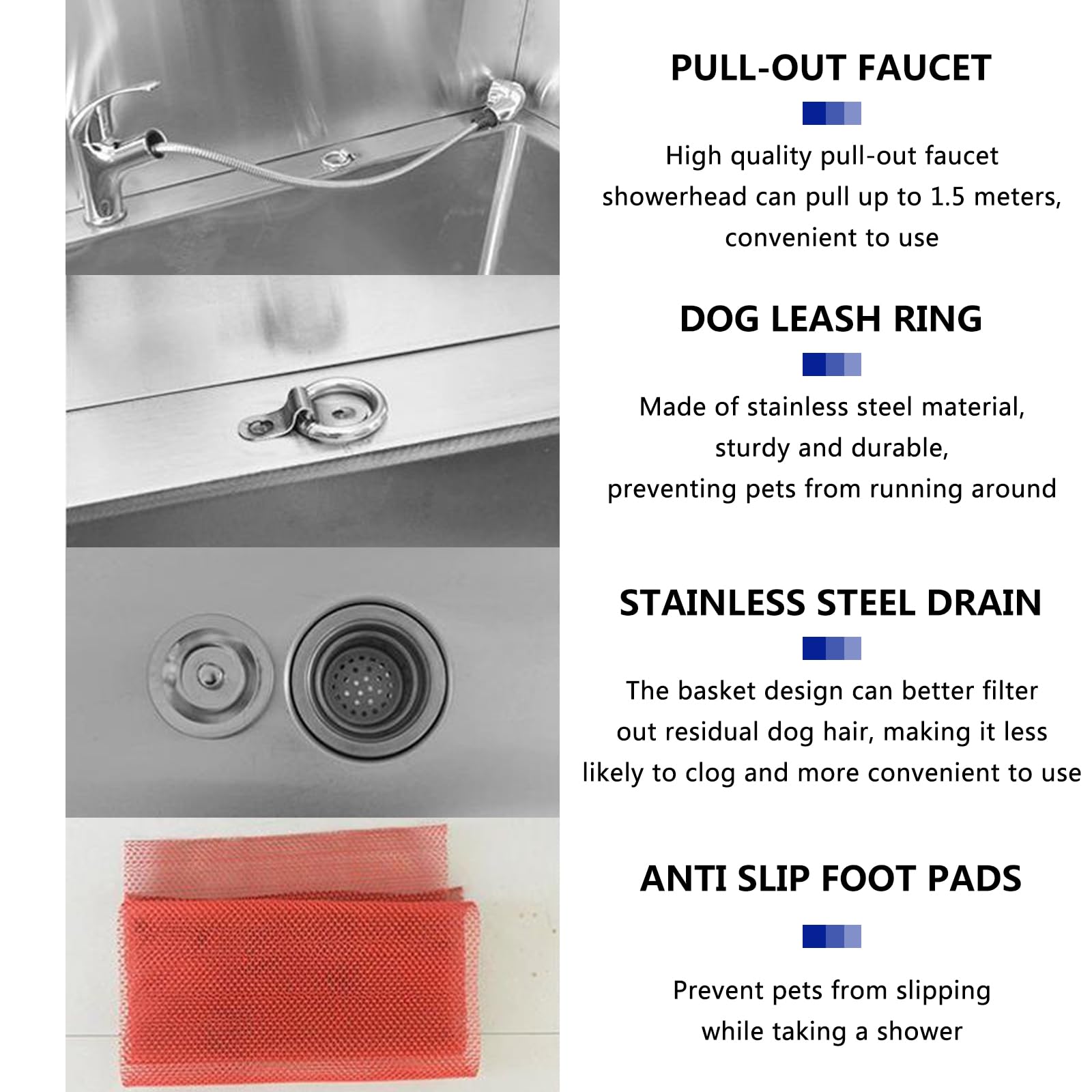 Dog Grooming Vasca da bagno, Pet Dog Grooming Vasca da bagno, Grande Dog Vasca da bagno Cane, Commercial Pet Grooming Vasca da bagno Per la casa, Professionale Acciaio Inox Pet Dog Vasca da bagno(100*