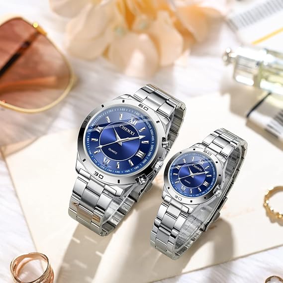 JewelryWe Watches Men Women Analogue Quartz Watch 30 m Waterproof Stainless Steel Bracelet Business Casual Watch with Luminous Hands and Watch Tool Various Models