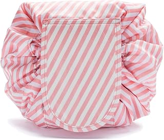 Cosmetic Bag, Cosmetic Bag Quick Make-up Bag Make-up Bag Toiletry Drawstring Bag (Pink Stripe)