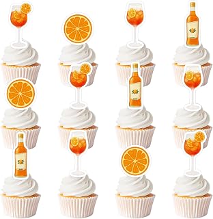 24Pcs Feeling Spritzy Cupcake Toppers Citrus Cocktail Bridal Shower Decorations Feeling Spritzy Bachelorette Table Decor for Summer Fruit Mimosa Wedding Bridal Shower Engagement Wedding Party Supplies