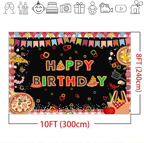 Miniatura 6 de Mocsicka Telón de fondo de pizza para cumpleaños, temática de cocina, decoración de fiesta de cumpleaños para niños, postres, niños, pizza,