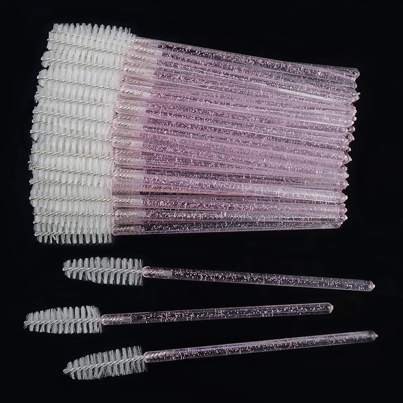 Escovinhas descartáveis para máscara de cílios myaokue-up Pink/White, cabo de bambu, 300 unidades