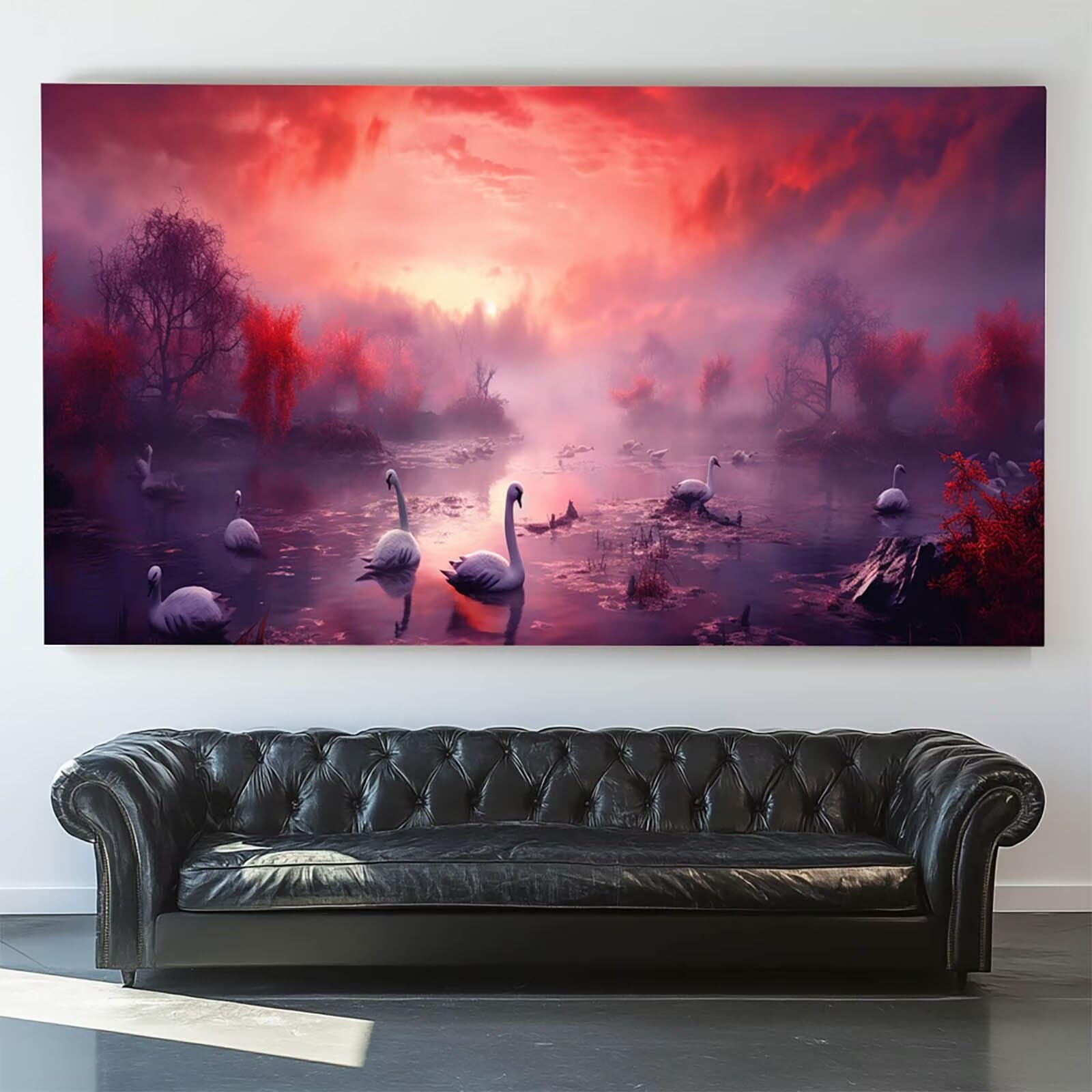 Pintar por Numeros Adultos Cisne, Pintar por Numeros Niños Kit Manualidades Adultos Árbol Cuadros para Pintar por Numeros Pintura Acrílico, Cuadros Decorativos Regalos Para Mujer 80X160cm 7w-1-1
