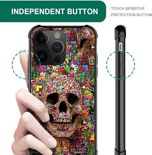 Miniatura 3 de CARLOCA Funda compatible con iPhone 15 Pro Max, fundas de calavera de ruido rosa para iPhone 15 Pro Max para hombres y niños, funda de diseño de