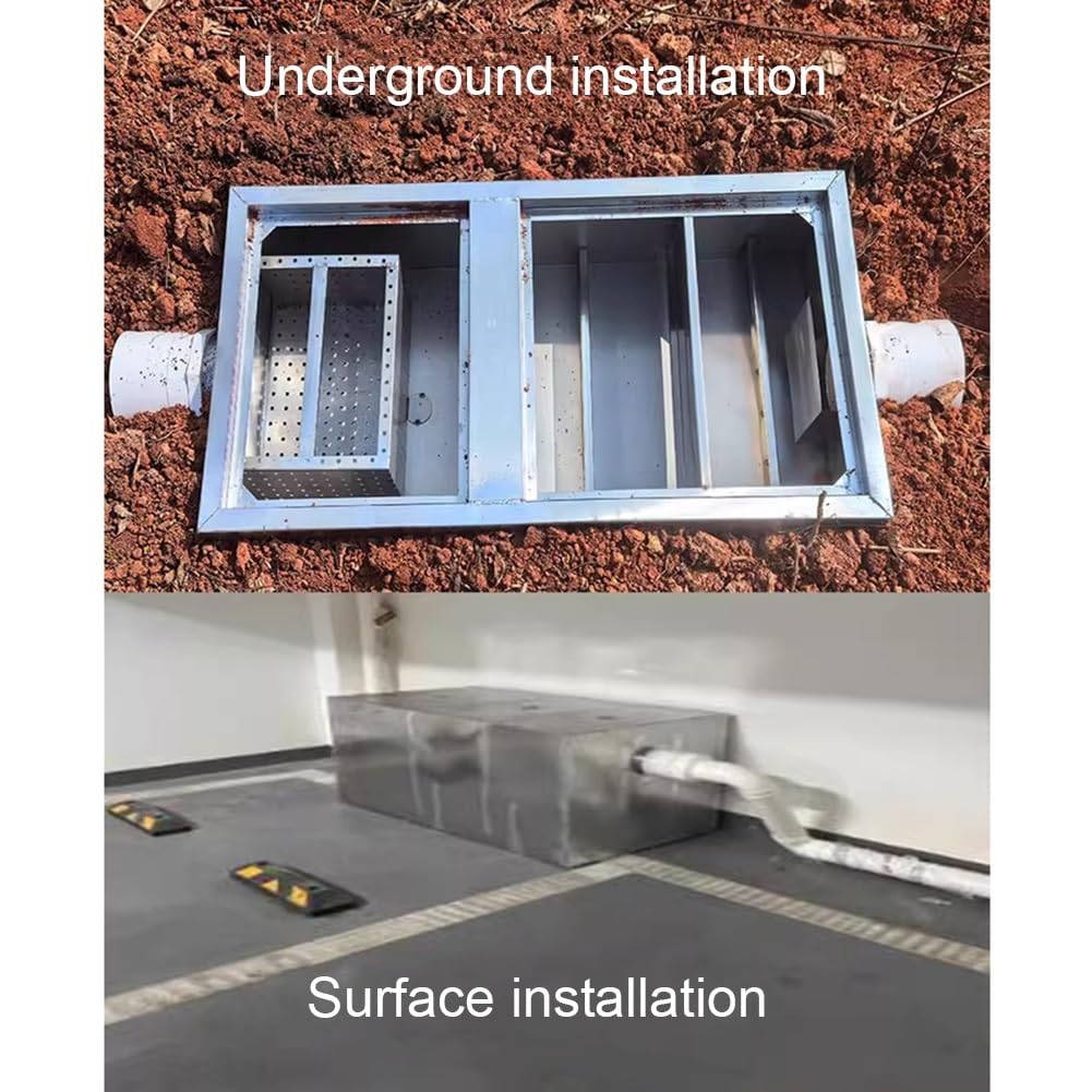 Trampa de grasa de alta capacidad para restaurantes y cocinas, interceptor de entrada lateral, fácil mantenimiento, duradera para instalación subterránea o en superficie