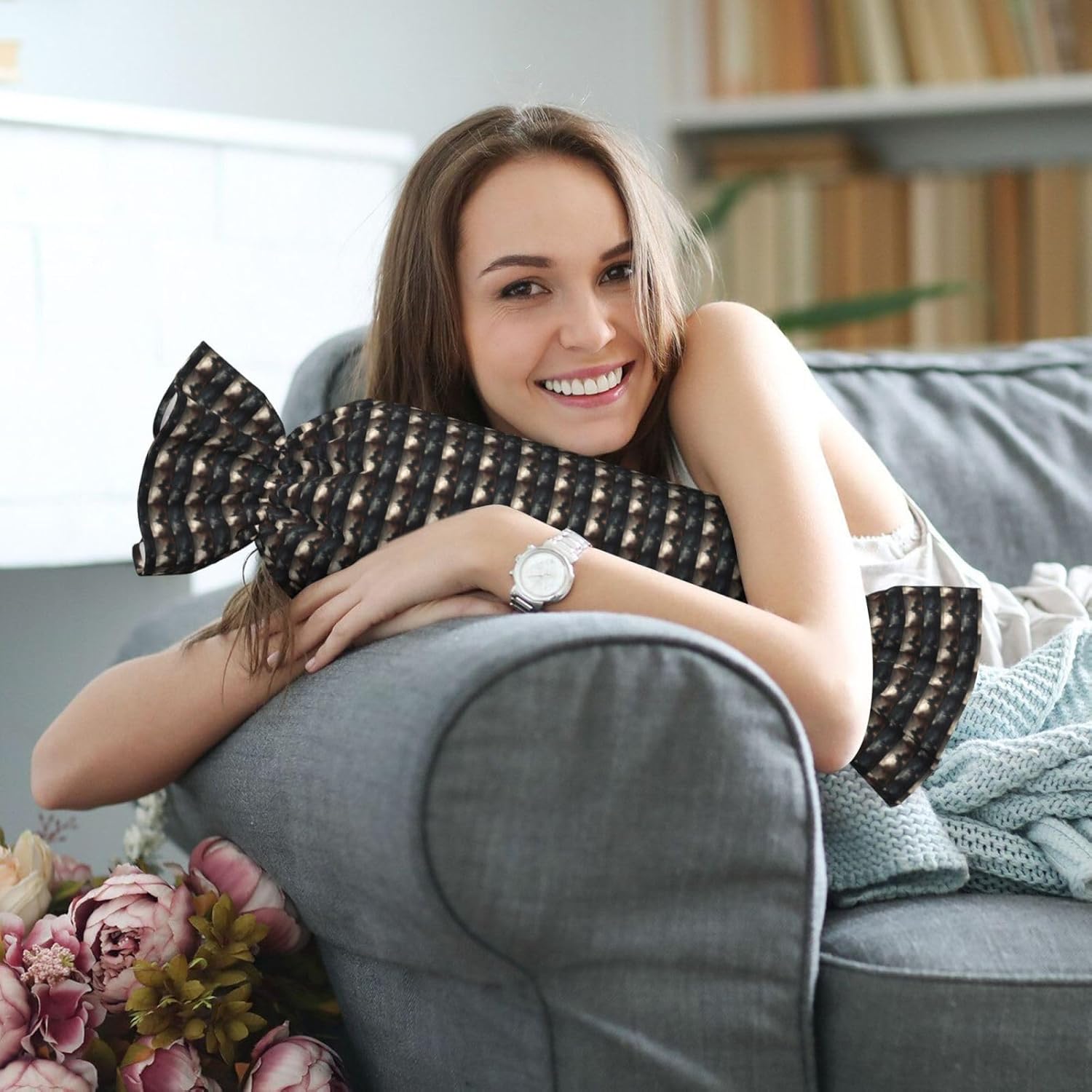 Halloween Horror 1 Print Candy Cylindrical Pillow Eco-Friendly Round Bolster Bedroom Travel Versatile Use