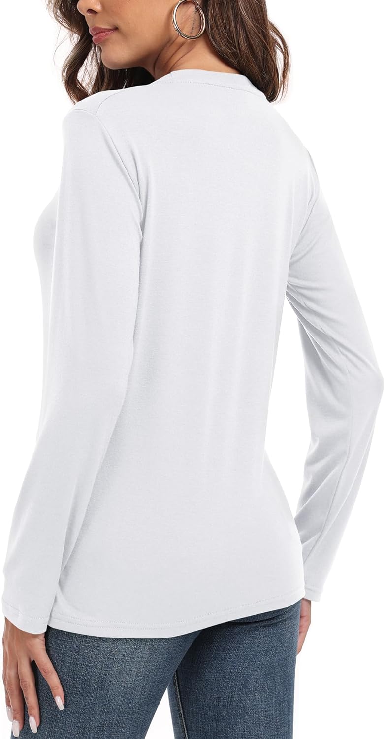 PRIMODA Women's Crew Neck Long Sleeve Shirts Basic Loose Fit Layering Tops - Image 4