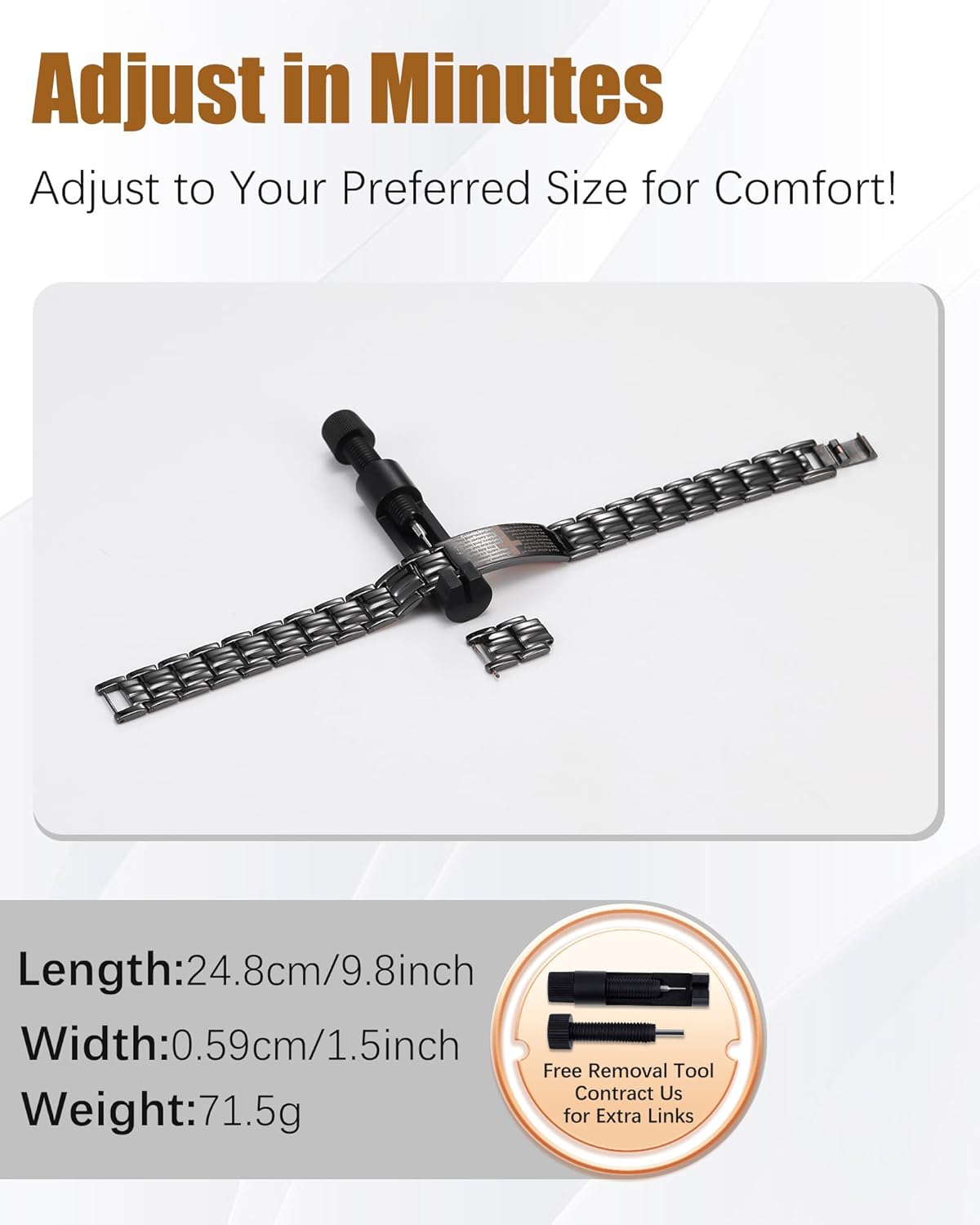 Copper Cross Bracelet for Men, Ultra Strength Magnetic Bracelets for Men - Adjustable Copper Jewelry with Sizing Tool & Gift Box - Image 5