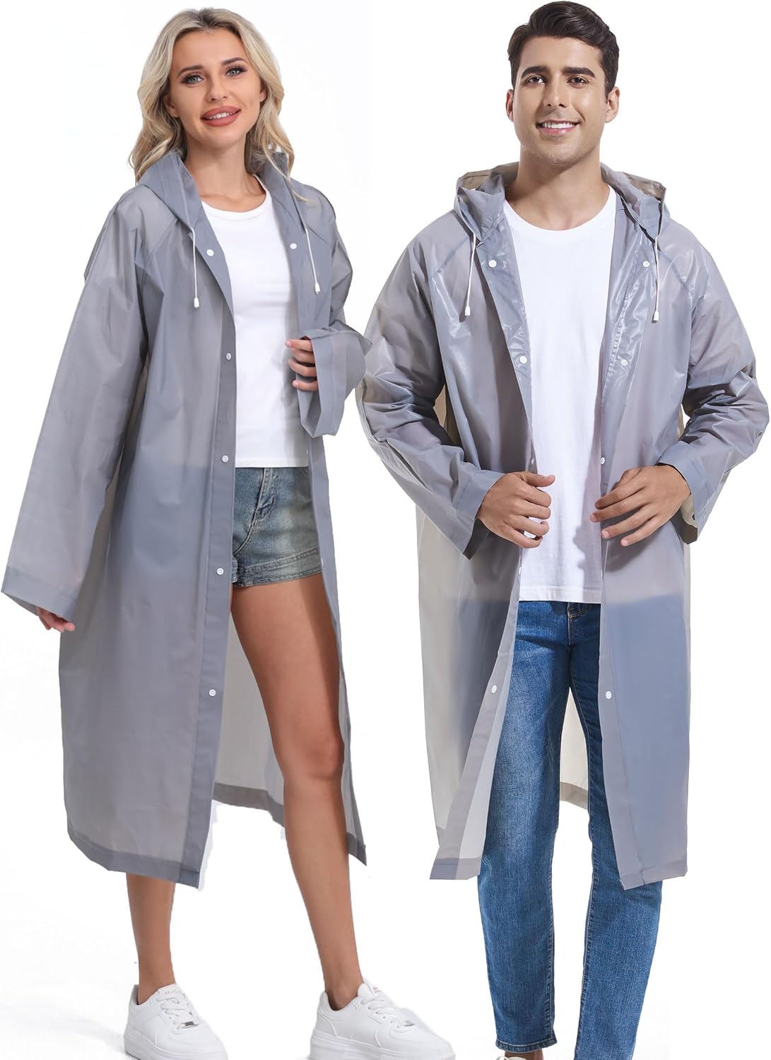 2PCS Borogo Rain Coats for Adults – Reusable Rain Jackets for Men & Women