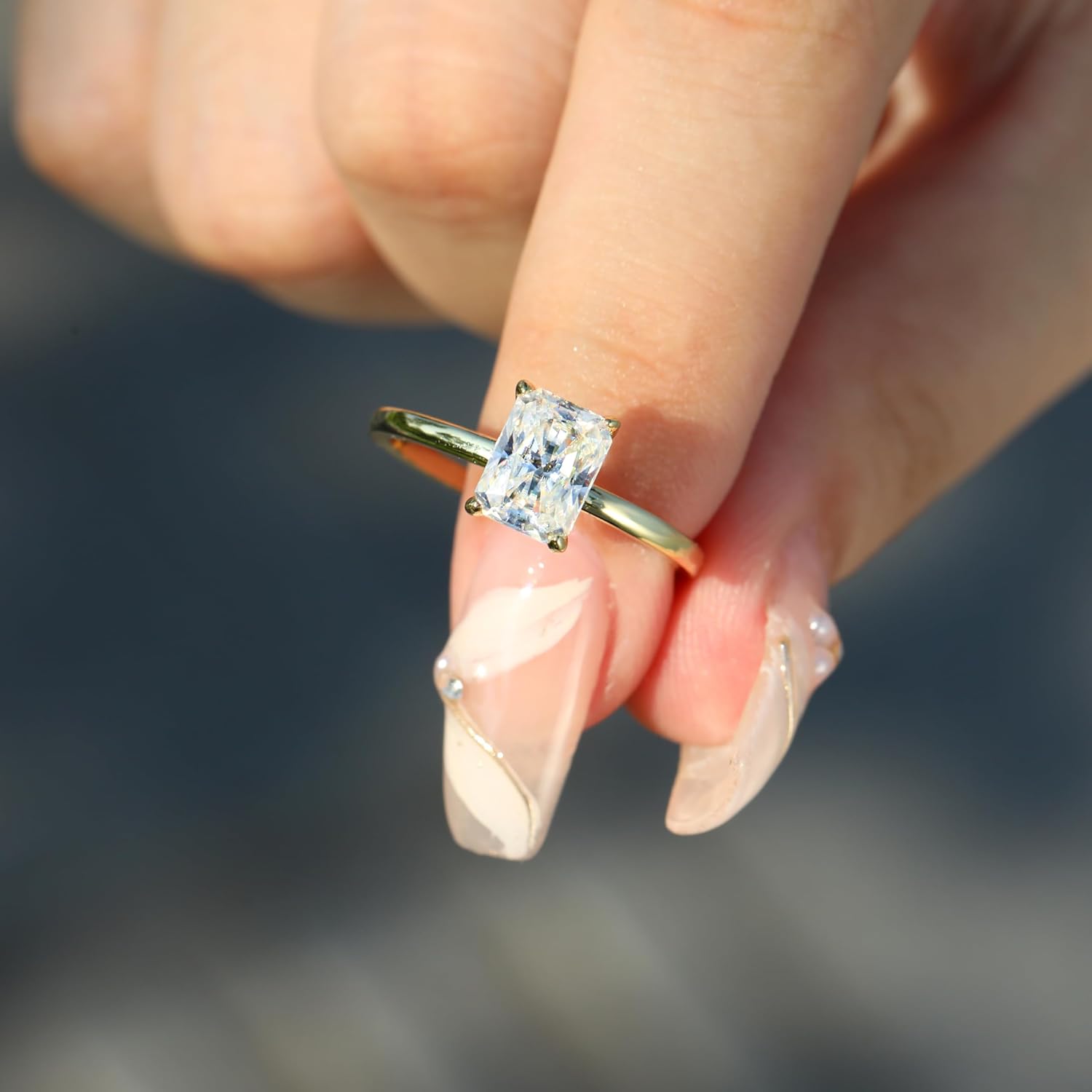 1ct/2ct/3ct Engagement Rings 925 Sterling Silver 14K Gold Plated Moissanite/Cubic Zirconia CZ Wedding Promise Rings for Her Wedding Bands for Women Size 5-9 Christmas Valentine's Day - Image 4