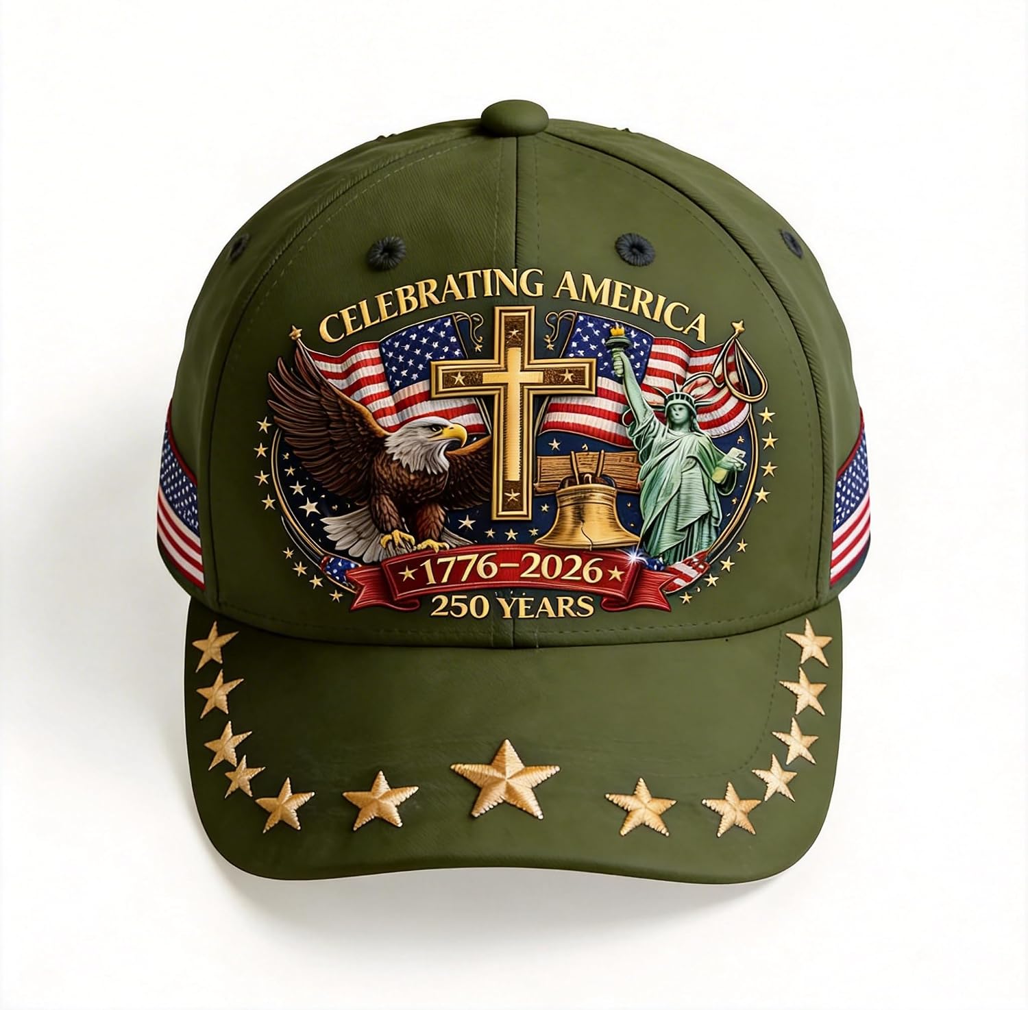 250 Anniversary USA Hat,Eagle Liberty Cross Printed Pattern,250th Anniversary USA hat,Adjustable Baseball Cap for Men Women