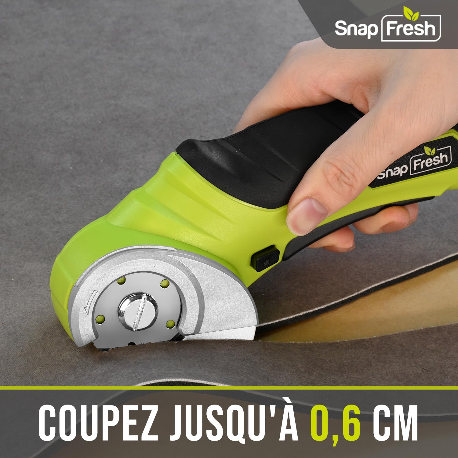 SnapFresh Ciseaux Electrique Cutter Rotatif ÉLectrique 4V Universels avec 2 Lames Sans Fil pour DIY/Papier/Carton/Cuir/Tapis/Plante en Pot/Plastique/PVC