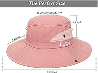 Vista 34 de Sombrero de pesca de playa de ala ancha para mujer, con protección UV, plegable, con agujero para cola de caballo