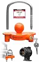 Lucchetto Per Rimorchio Antifurto - Blocco Gancio A Sfera, Ottone, Con Adattatore Da 13 A 7 Spine E 2 Chiavi - Foto 6