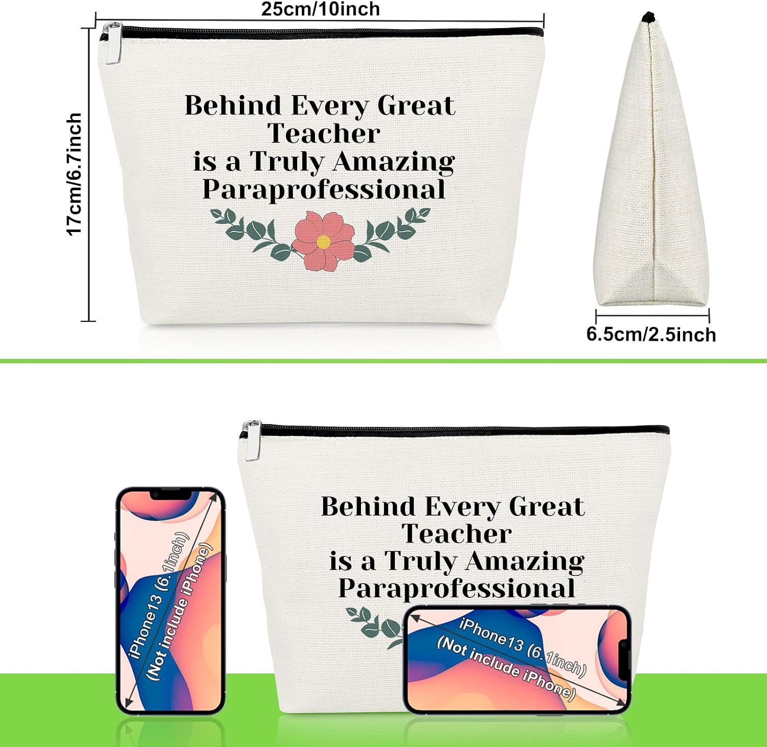 Paraeducator Appreciation Gift for Women Makeup Bag Paraprofessional Gift Thank You Gift for Para Teacher Assistant Birthday Gift Cosmetic Bag Retirement Gift Teacher Day Gift Travel Cosmetic Pouch image 2