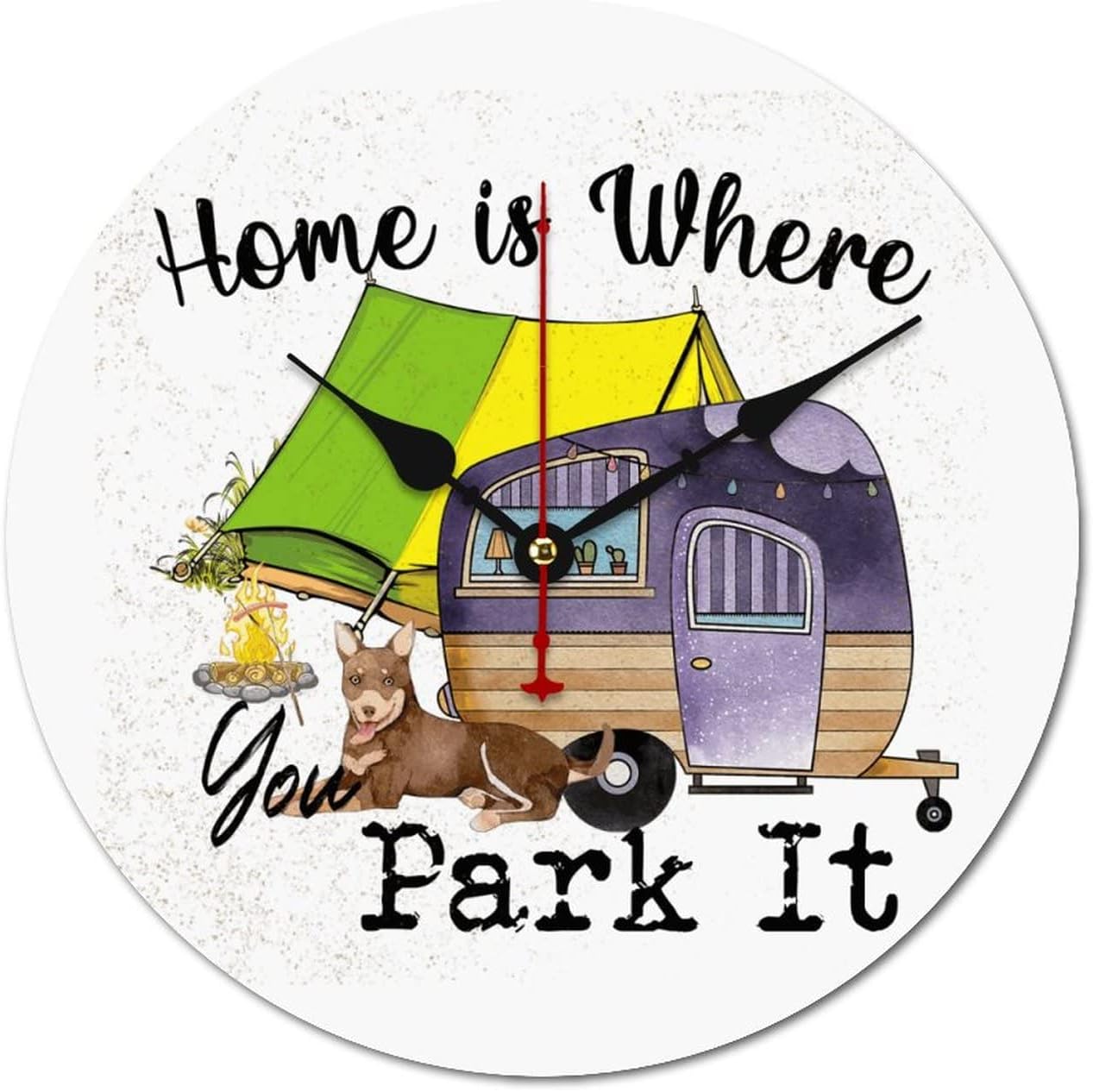 WengBeauty Camping Home Is Where You Park It Clock Silent Non