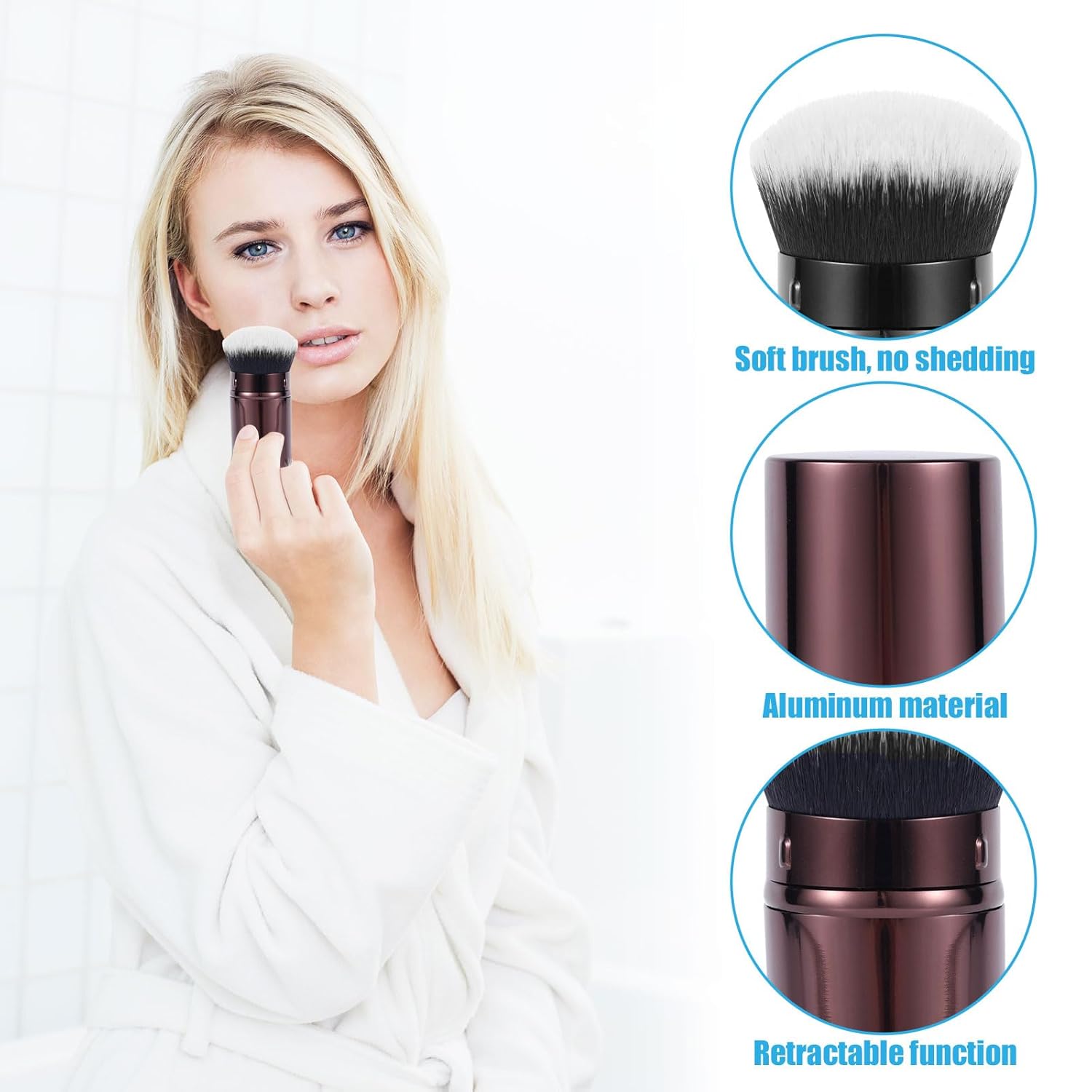 2pcs Travel Face Blusher Brush, Retractable Make up Brush Portable Foundation Sunscreen Smudge Tool Cosmetics Supply for Blending Liquid Blush Makeup Enthusiast Gift image 4 of 7 B0DZX1ZYL1