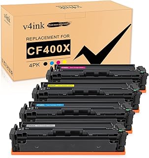 v4ink 4 PK Compatible HP CF400X Toner Cartridge HP 201X High Yield for HP Colour LaserJet Pro M252n M252dw MFP M277n M277dw M274n M277C6 Series (CF400X Black CF401X Cyan CF402X Yellow CF403X Magenta)