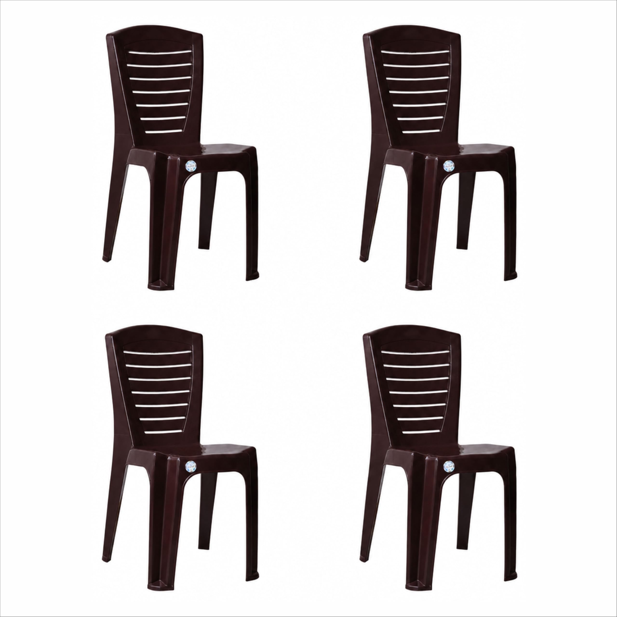 VV National Marvel Plastic Chair Pack of 4 Set - Durable, Comfortable, Stackable Design - Ideal for Indoor and Outdoor Use - Brown Color-image-49