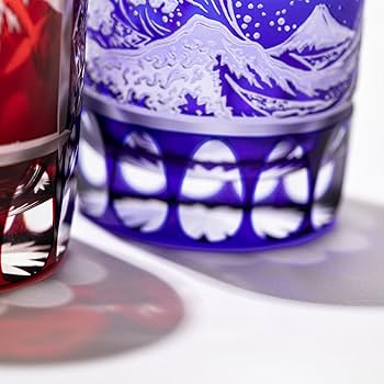 【トミー】江戸切子 オールドグラス 風神雷神に福菱 琥珀ルリ 太武朗工房 トミー】江戸切子 オールドグラス 風神雷神に福菱 琥珀ルリ 太武