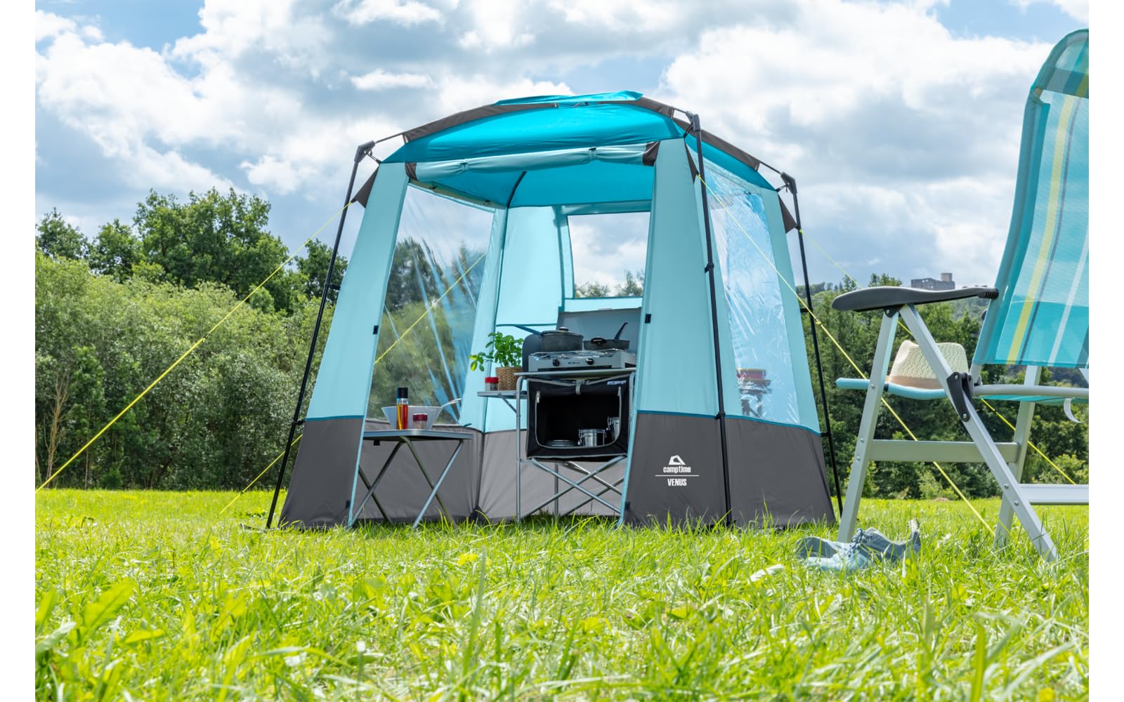 CAMPTIME Venus | Tienda Cocina Camping, Tienda Multiusos-Cocina Independiente, Avance Furgoneta Camper, Lona de Camping Universal de Almacenamiento y Cocina Autoportante, 200x185x195 cm