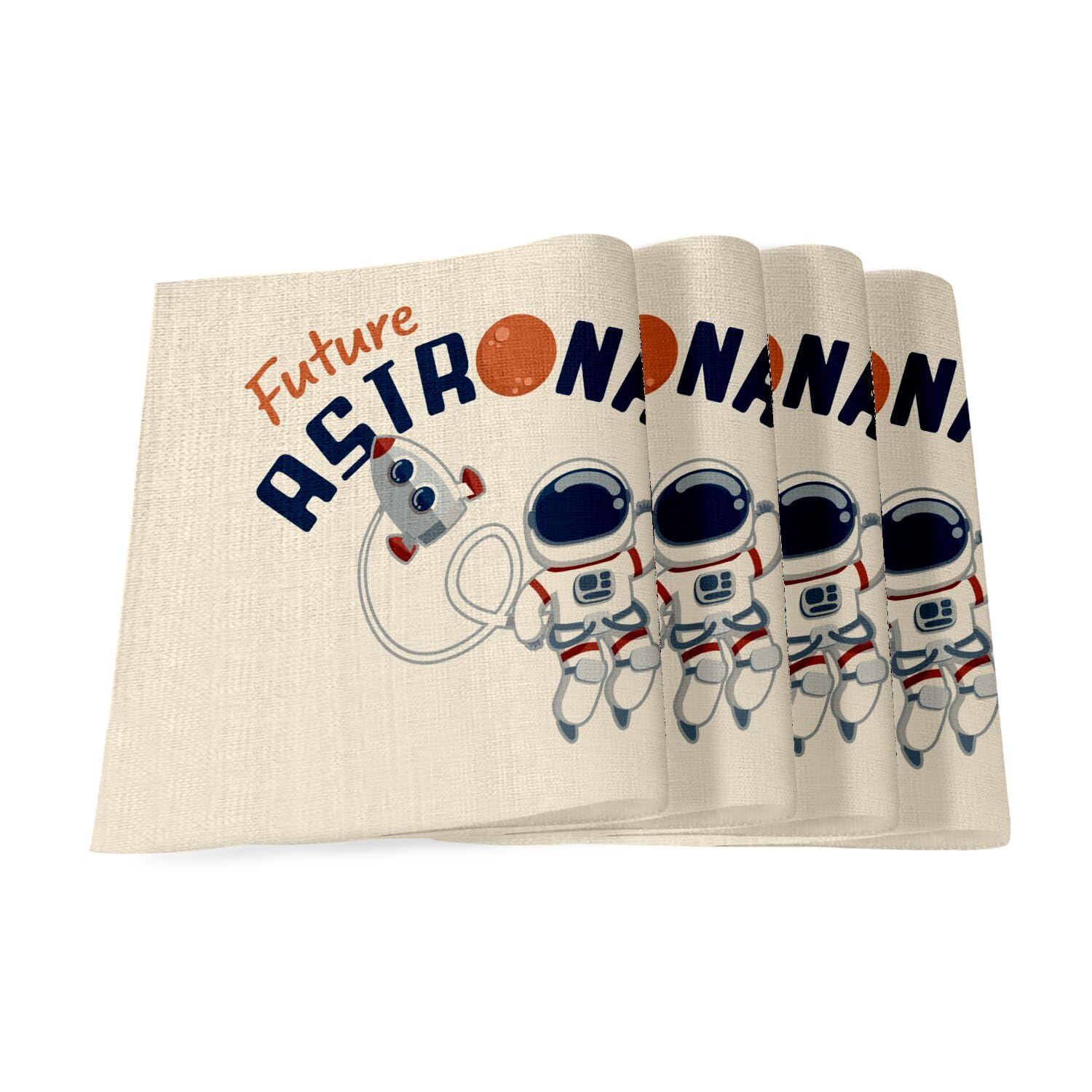 Set de table en lin astronaute lot de 4 grands formats pour enfant