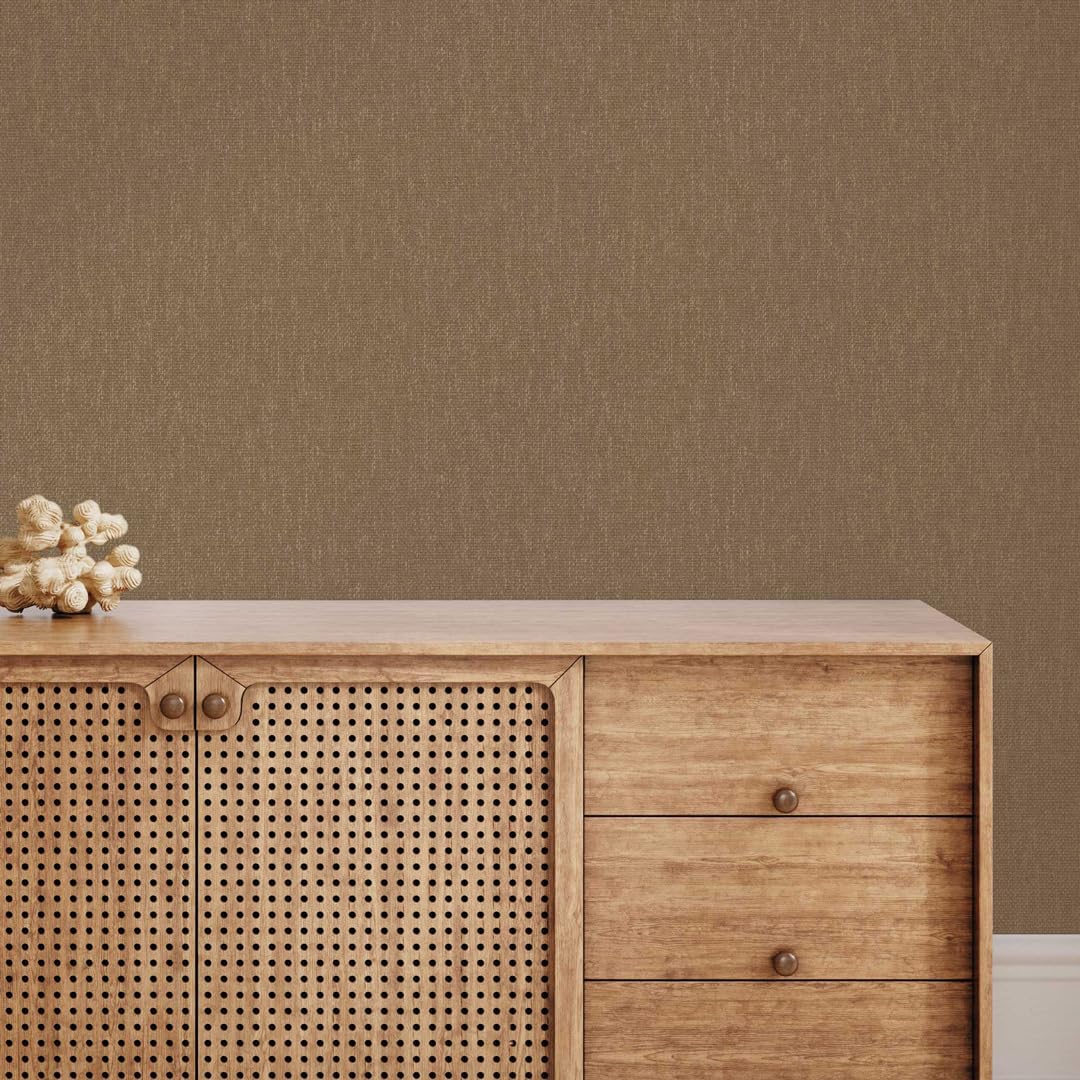 Tempaper x Jeremiah Brent Mushroom Textured Faux Grasscloth Primitivo Removable Peel and Stick Wallpaper, 20.5 in X 16.5 ft, Made in The USA
