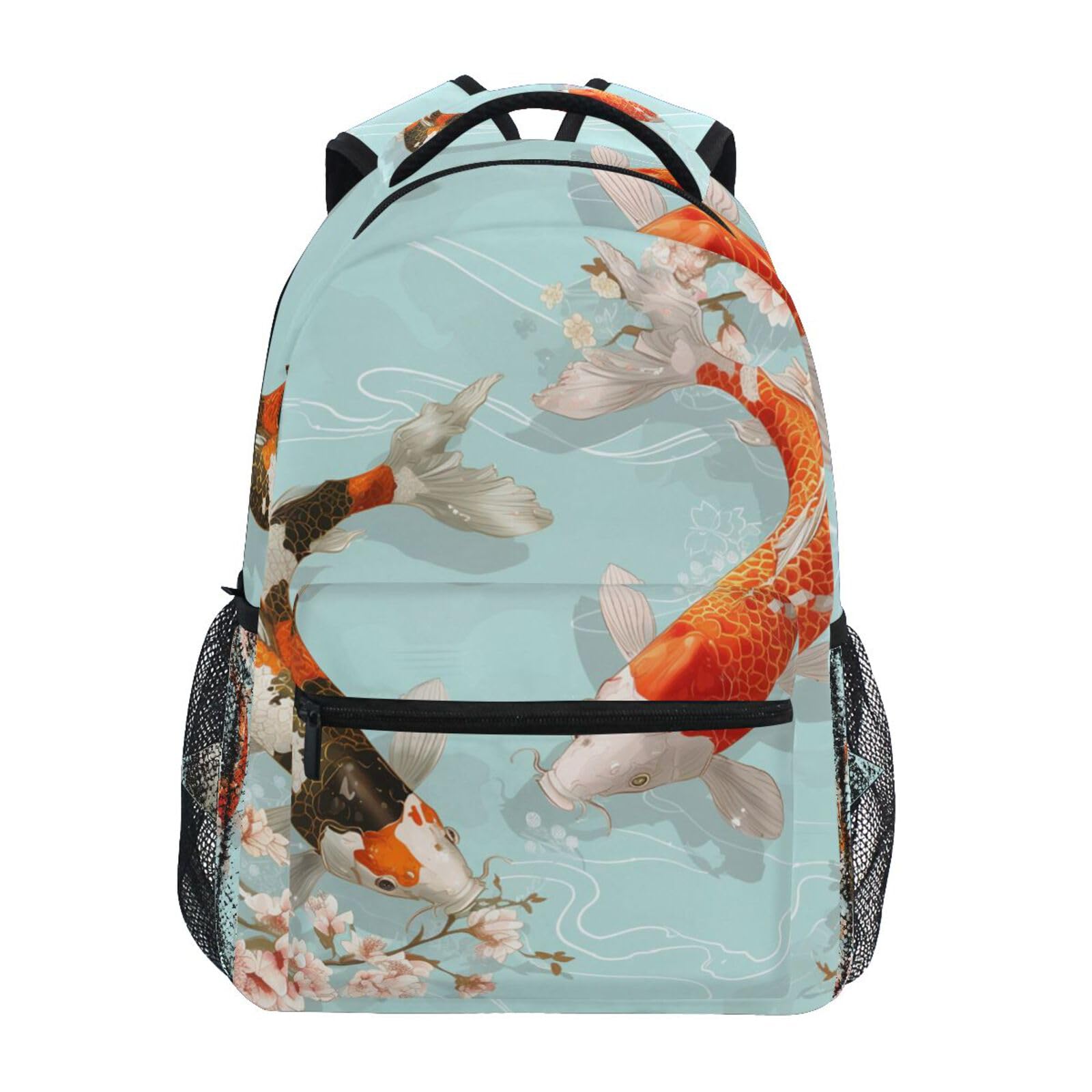 Pesce Koi Colorato Nuoto Zaino Scolastico per Ragazzi Ragazze,Borse per Libri e Studenti Alla Moda