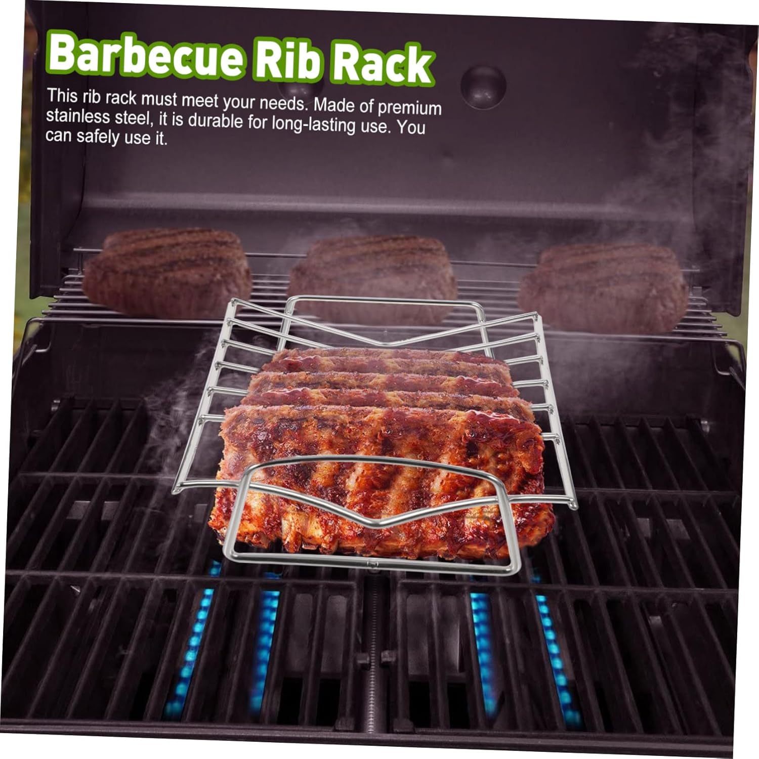 Stainless Steel Rib Grill Rack Portable Smoking Rack for BBQ BBQ Accessories