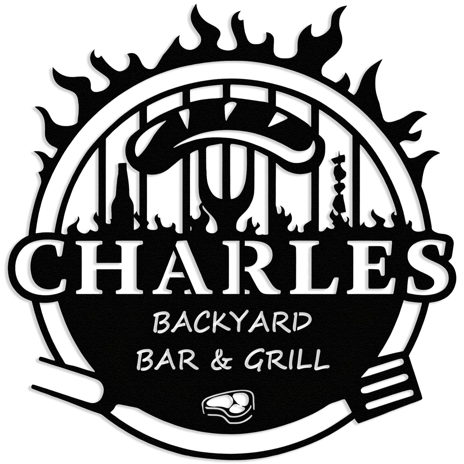 Personalized BBQ Grill Name Sign, Custom Metal Grill Sign for Outdoor Kitchen, Barbecue Theme Wall Art, Backyard BBQ Decor, Man Cave & Patio Grill Gifts for Dad, Barbecue Metal Plaque (BBQ-A)
