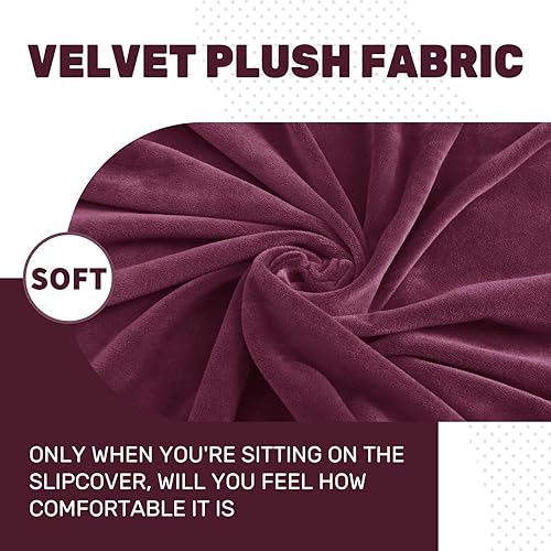 Miniatura 3 de MAXIJIN Fundas de cojín elásticas de terciopelo ajustables para sofá, fundas de cojín de asiento de sofá para cojines individuales con parte