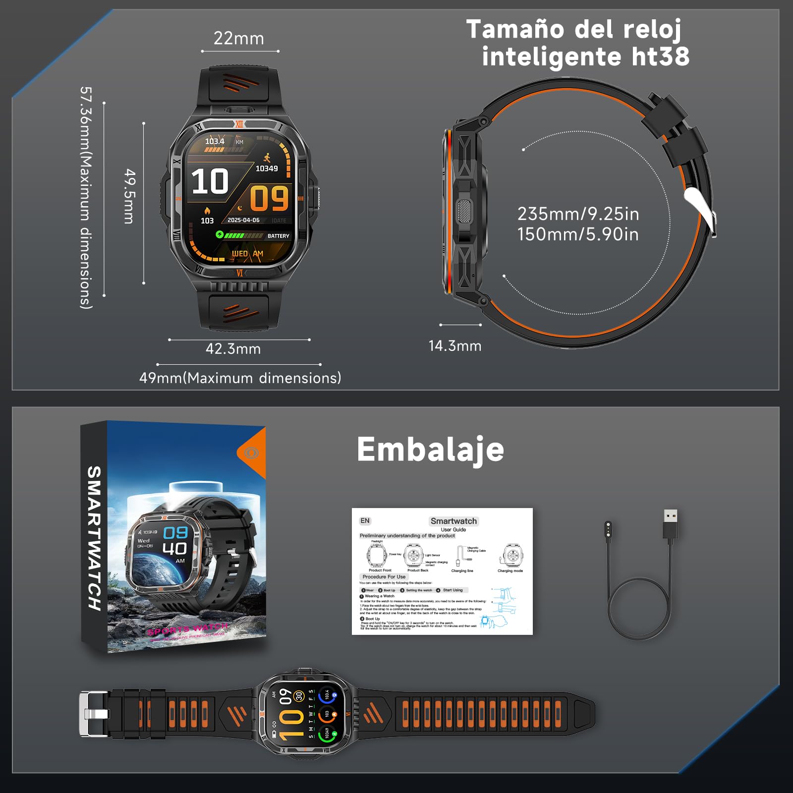 AI Reloj Inteligente Hombre, 1100mAh Batería/ Chat-GPT/Brújula/Linterna LED, 2,01" HD Pantalla Smartwatch con Frecuencia Cardíaca, Sueño Salud,Función telefónica Pulsómetro IP68, iOS/Android (Negro)