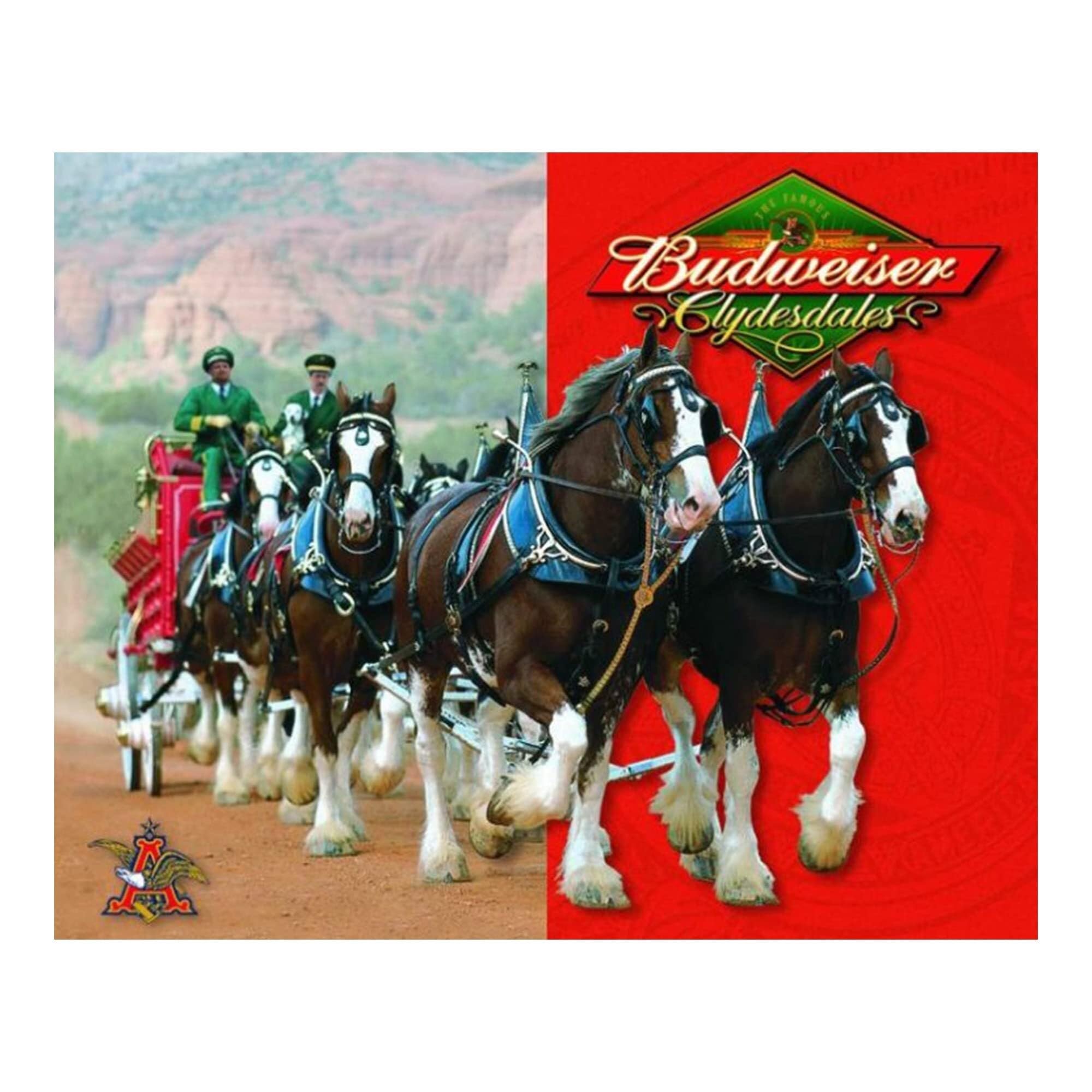 Vintage Budweiser Clydesdales Wall-Art, Retro Beer Advertising Print, Famous Horses Stagecoach Poster for Man Cave, Bar & Game Room Decor(Unframed,08x12inch(20x30cm))