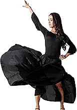 Gojoy shop - Professional Flamingo or Sevillana Dance Suit for Women 2 Pieces (Contains Bodysuit with Double Ruffles in Sleeve and Plain Skirt in 3 Colours Available) (XL, Black)