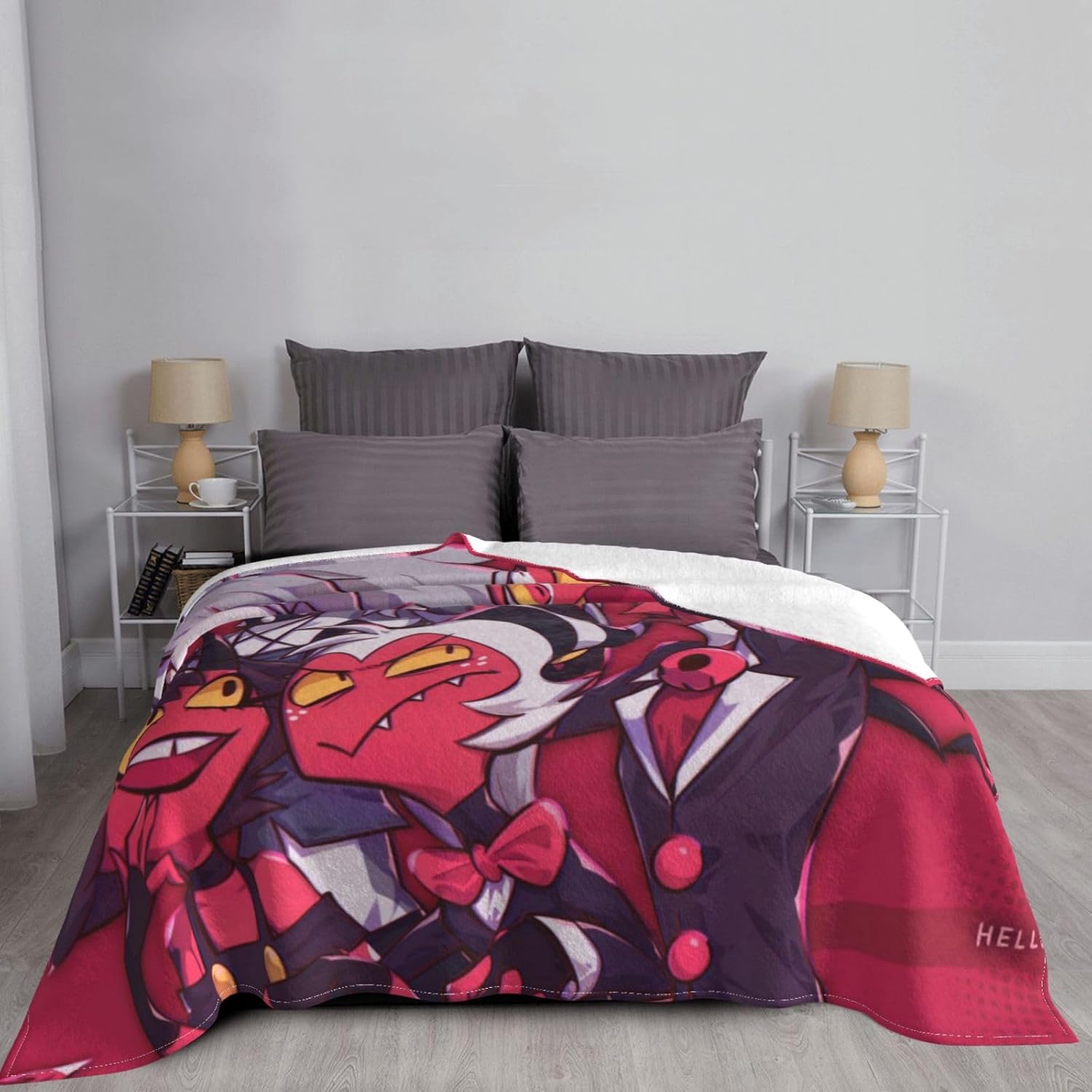 Helluva Boss Throw Blanket Couch Bed Sofa Soft Lightweight Warm Cozy Flannel Fleece Bed Blanket for Kids Adults Gift Multiple 50"X40"