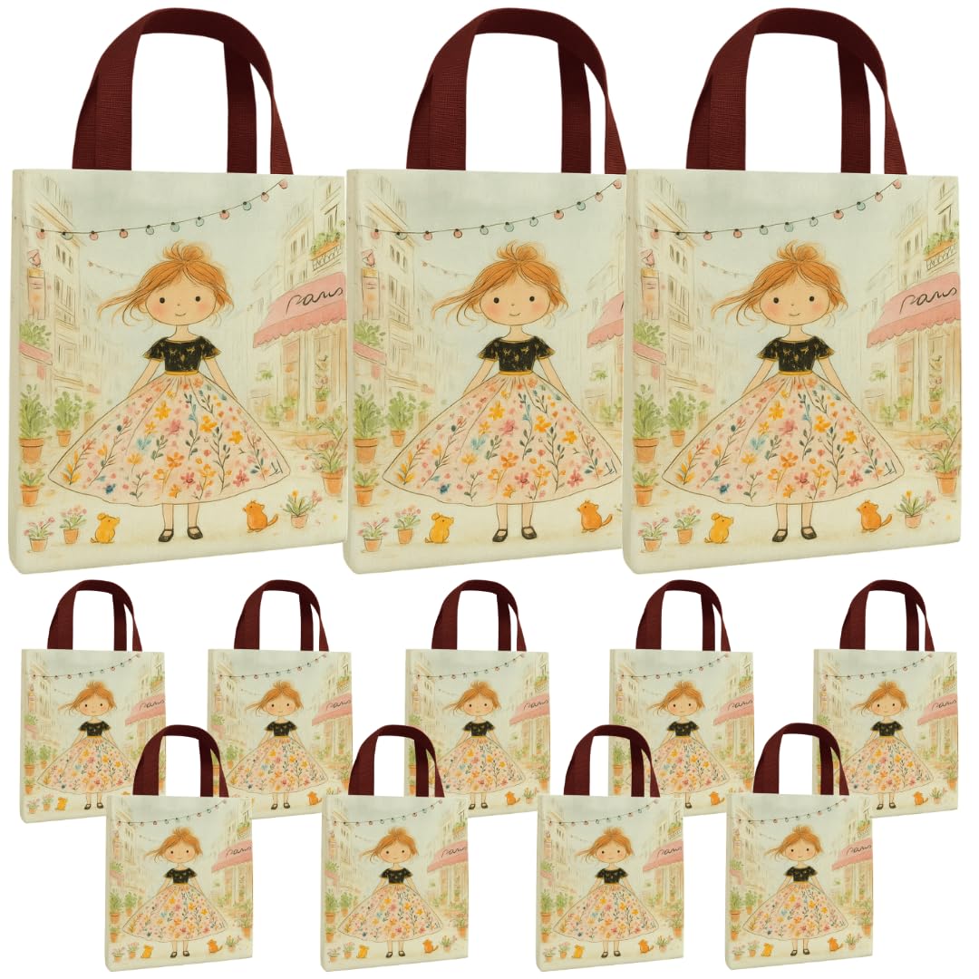 VARU Pack of 12 jute Cotton Return Gifts Bags for party | Thamboolam Bags | Return gift bag for pooja, Weddings, Housewarming, Birthdays | Reusable eco friendly gifts bags for return gifts (Girl Design)-image-15