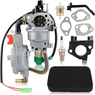 AUTOKAY Dual Fuel Carburetor LPG NG Conversion Kit for Gasoline Generator 4.5-5.5KW GX390 188F Carburetor with Air Filter and Spacer Insulator