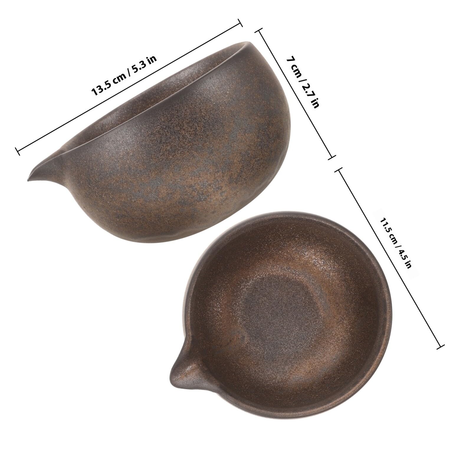 Ipetboom Ciotola in Ceramica per Matcha con Beccuccio, Tazza da Tè Giapponese Tradizionale per Cerimonia del Tè, Ciotola Matcha Artigianale per Degustazione e Rituale Giapponese