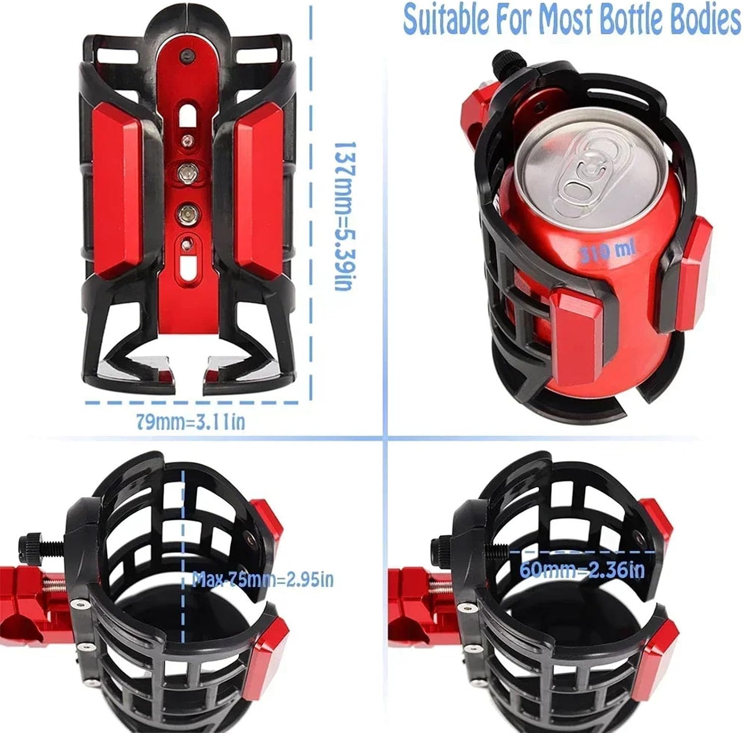 Suitable for DAX125 ST125 dax125 st125 2026 Motorcycle Accessories: Cup Holder/Water Bottle holder/360° Rotating Cup Holder (Black)