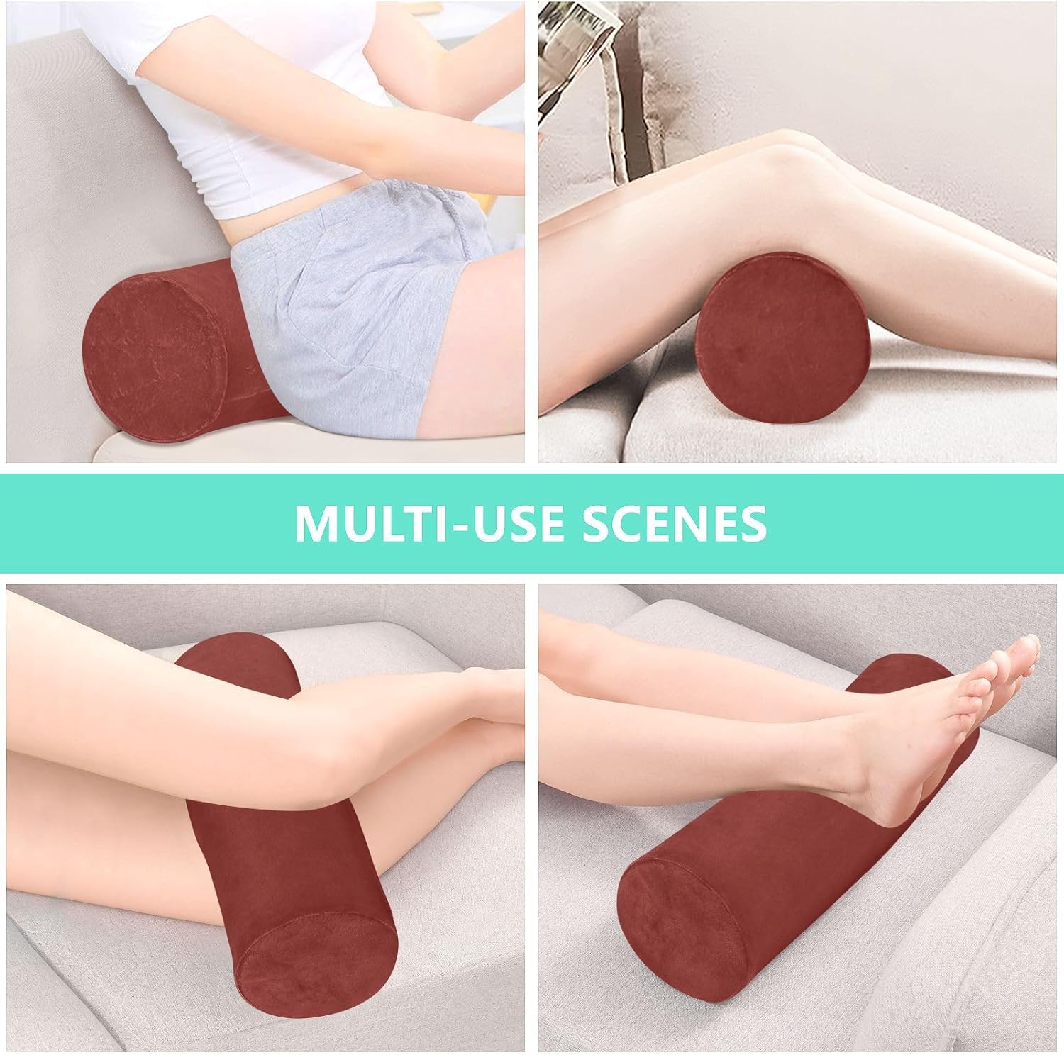 Autumn Leaf Red Cylinder Bolster Pillow Chair Cushion Throw Pillows Legs Knee Bolster