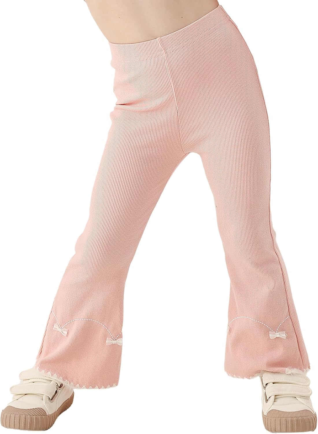 Bafeicao Girls Flare Leggings Kids Yoga Pants Girls Bell Bottoms Extra Wide Waistband Leggings with Bow Embroidery 3 Pack