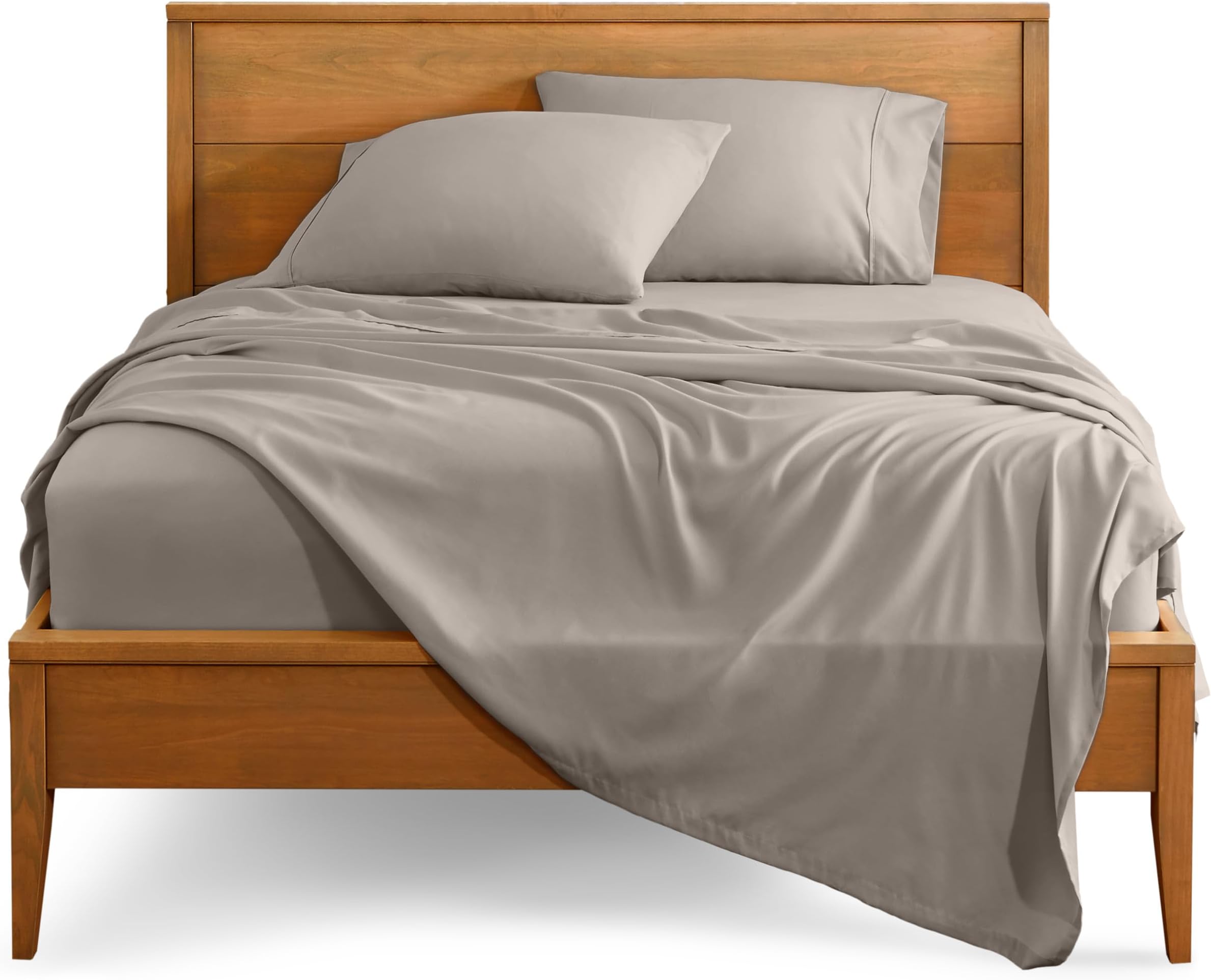 Bare Home Twin Sheet Set - 1800 Ultra-Soft Microfiber Twin Bed Sheets - Double Brushed - Deep Pockets - Easy Fit - 3 Piece Set - Bedding Sheets & Pillowcases (Twin, Khaki)