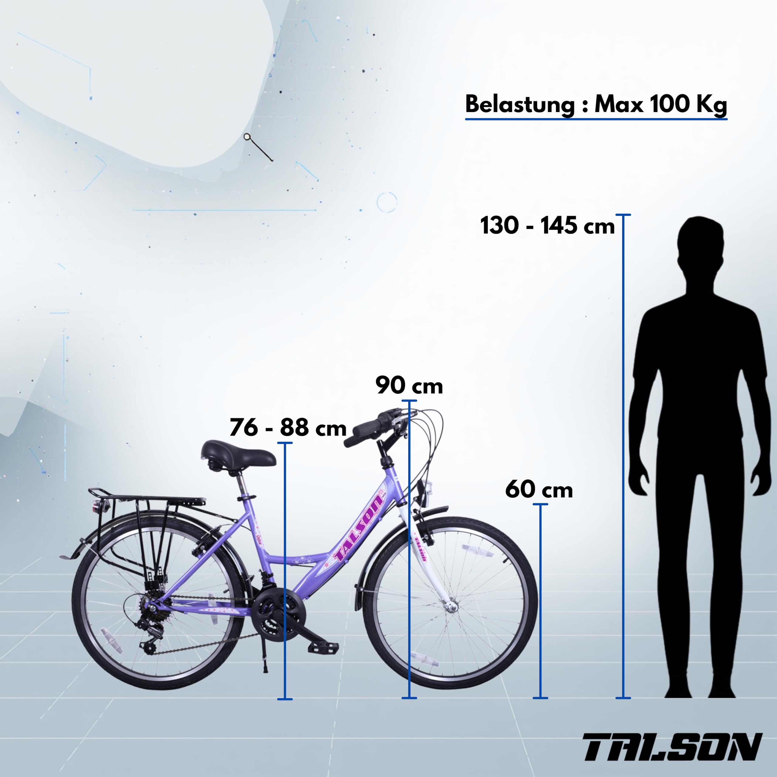 Talson 24 Zoll Fahrrad 21-Gang SCHALTUNG MIT Beleuchtung Lila-Weiss
