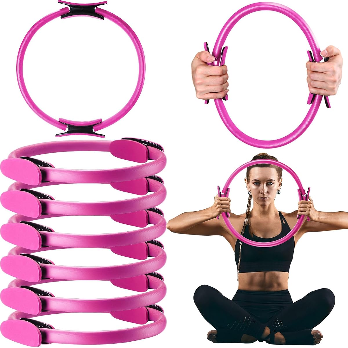 Anillo de Pilates de 11, 81 pulgadas, anillo circular de Pilates para Yoga, equipo de entrenamiento ligero y Flexible mágico para Fitness, fisioterapia, ejercicio de resistencia, brazos y piernas