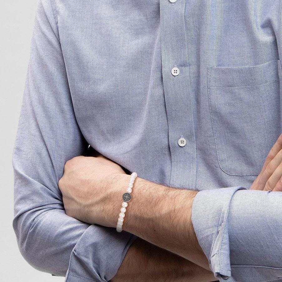 GAVU Men's Compass Bracelet - Tiger Eye, Onyx, Shell Pearl Beaded Bracelet for Men - Image 3