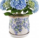 Planters en céramique pour les plantes intérieures avec Saucer, 6 inch Pots de plantes à glaçons avec trous de drainage, pots de fleurs décoratifs pour jardin extérieur, pot toscan pour plante