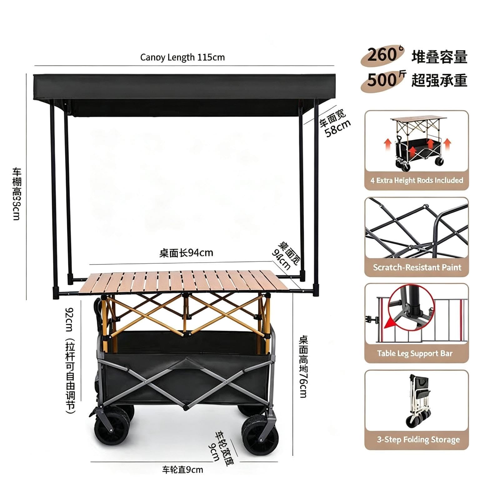 Gewerblicher Verkaufswagen mit Rädern und Markise, for Märkte, Streetfood