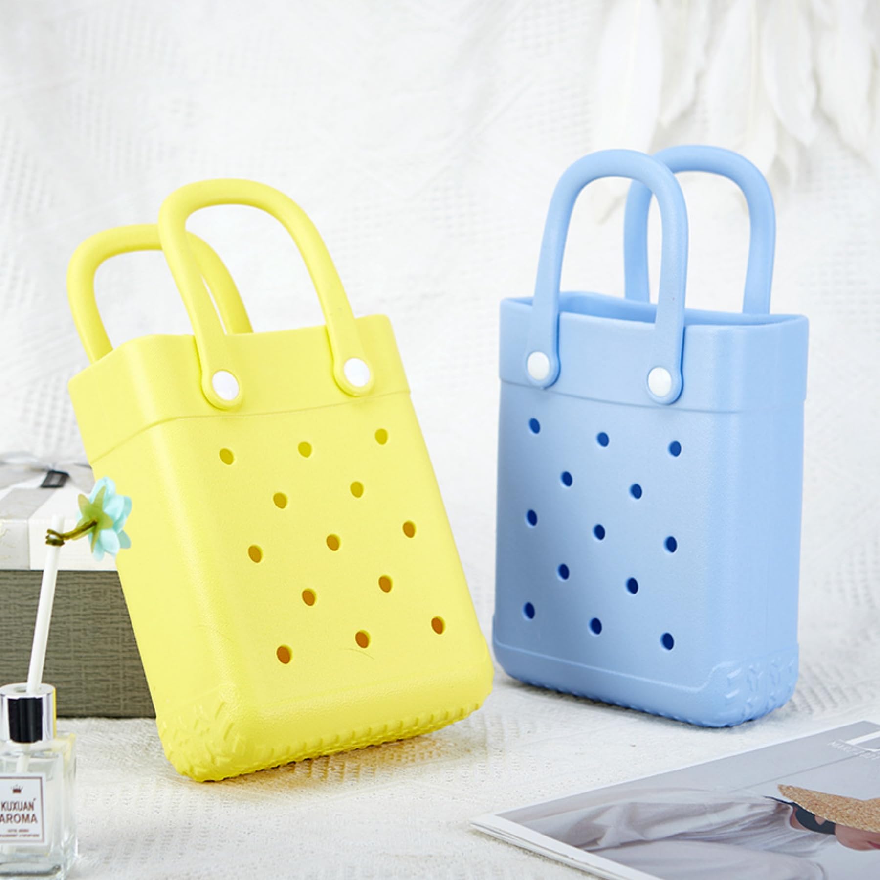 GBB Sac de plage en caoutchouc - Taille XS - Imperméable - Mini sac fourre-tout pour bateau, piscine, sport, voyage, sac à main ouvert