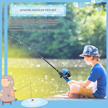 dellyy Fishing Set for Kids Kids Fishing Rod Fishing Rod + Fishing Reel Fishing Lure Set and Accessories Telescopic Fishing Tackle for Travel with Bag for Fishing Tackle